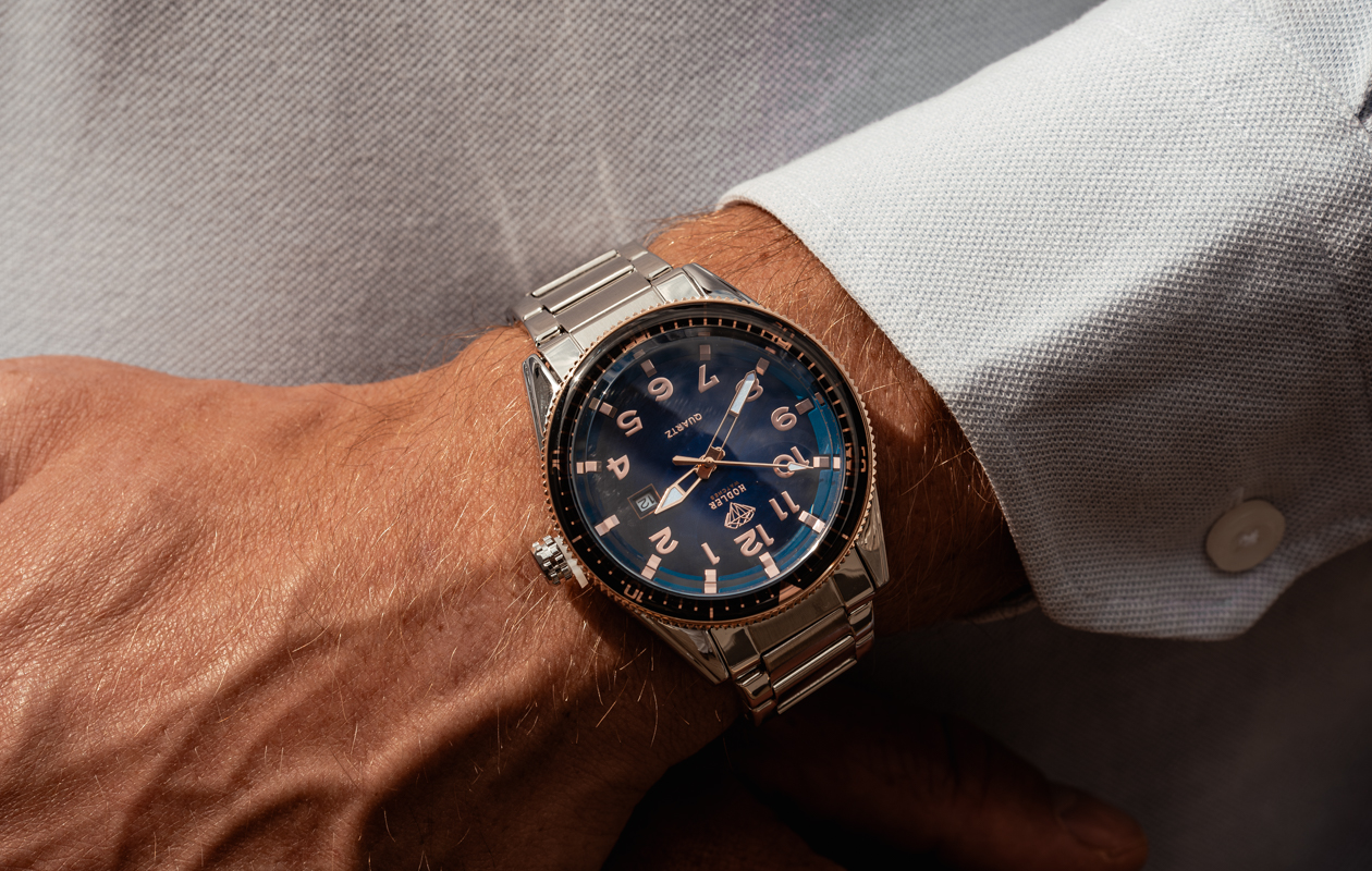 Montre pour homme Hodler Bex - Bleu + Or rose