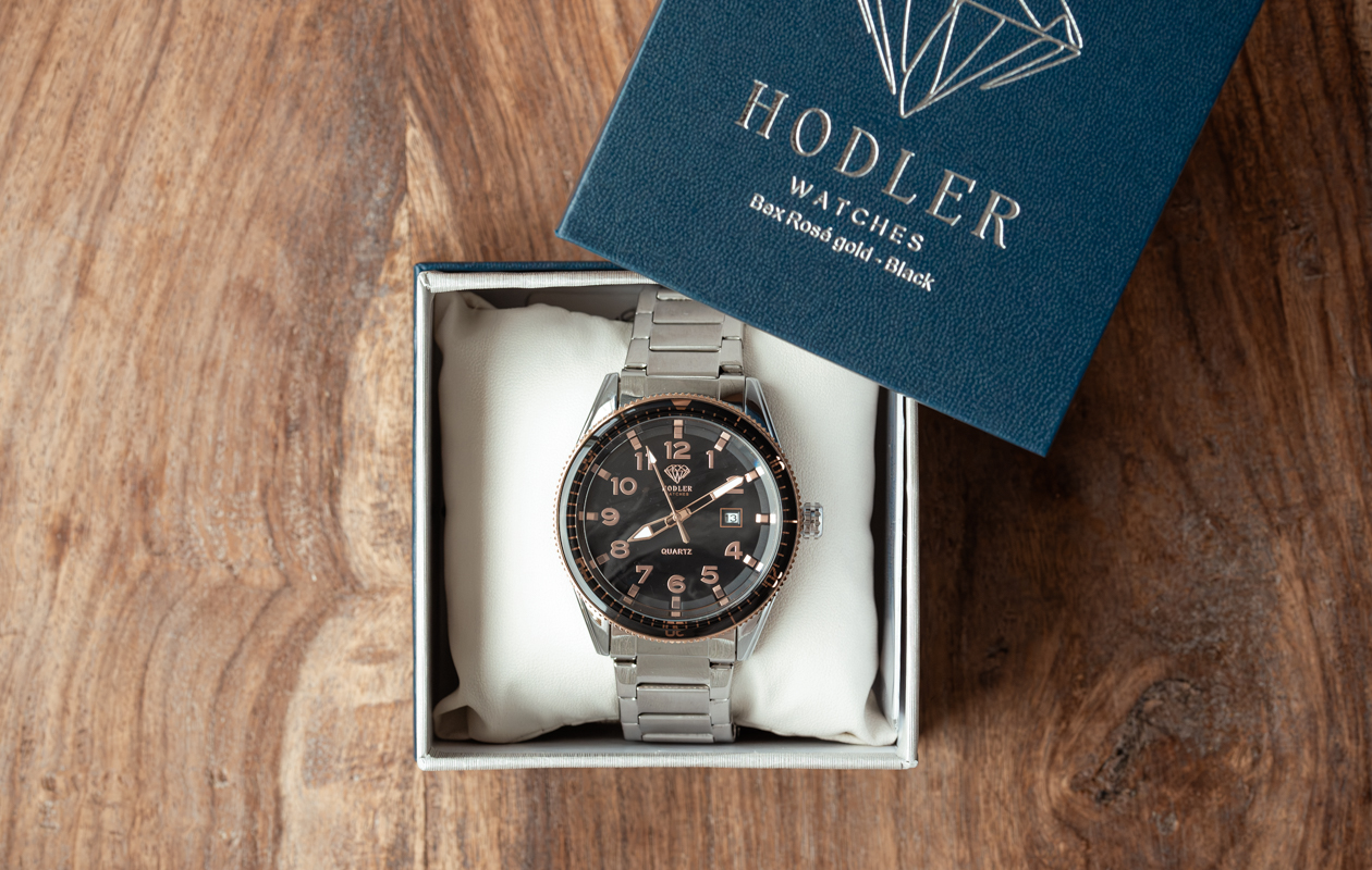 Montre pour homme Hodler Bex - Bleu + Or rose