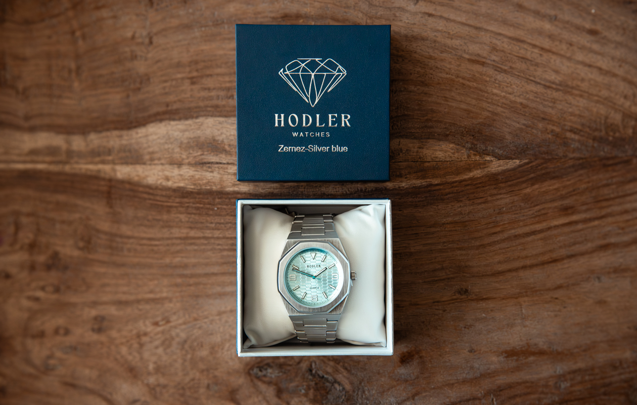 Herenhorloge Hodler Zernez - Silver + Blue