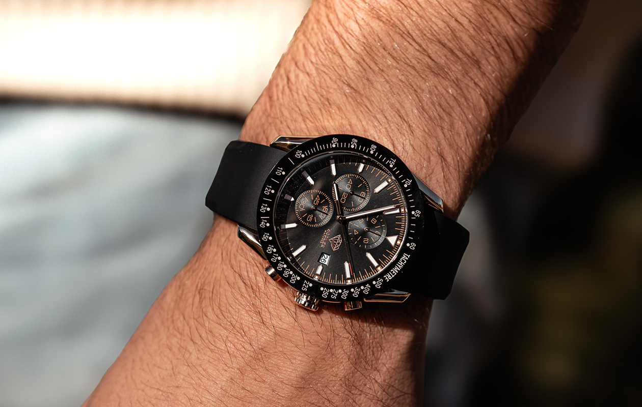 Herenhorloge Hodler Luzern - Zwart/Rosegoud