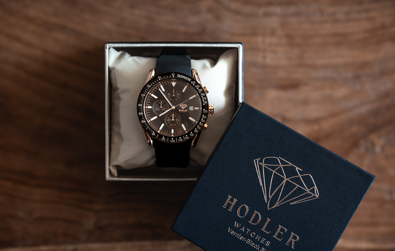 Herenhorloge Hodler Luzern - Zwart/Rosegoud