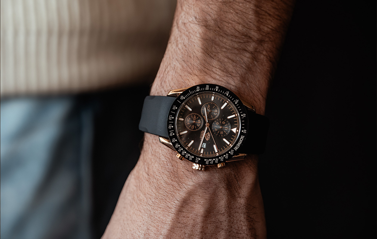 Herenhorloge Hodler Luzern - Zwart/Rosegoud