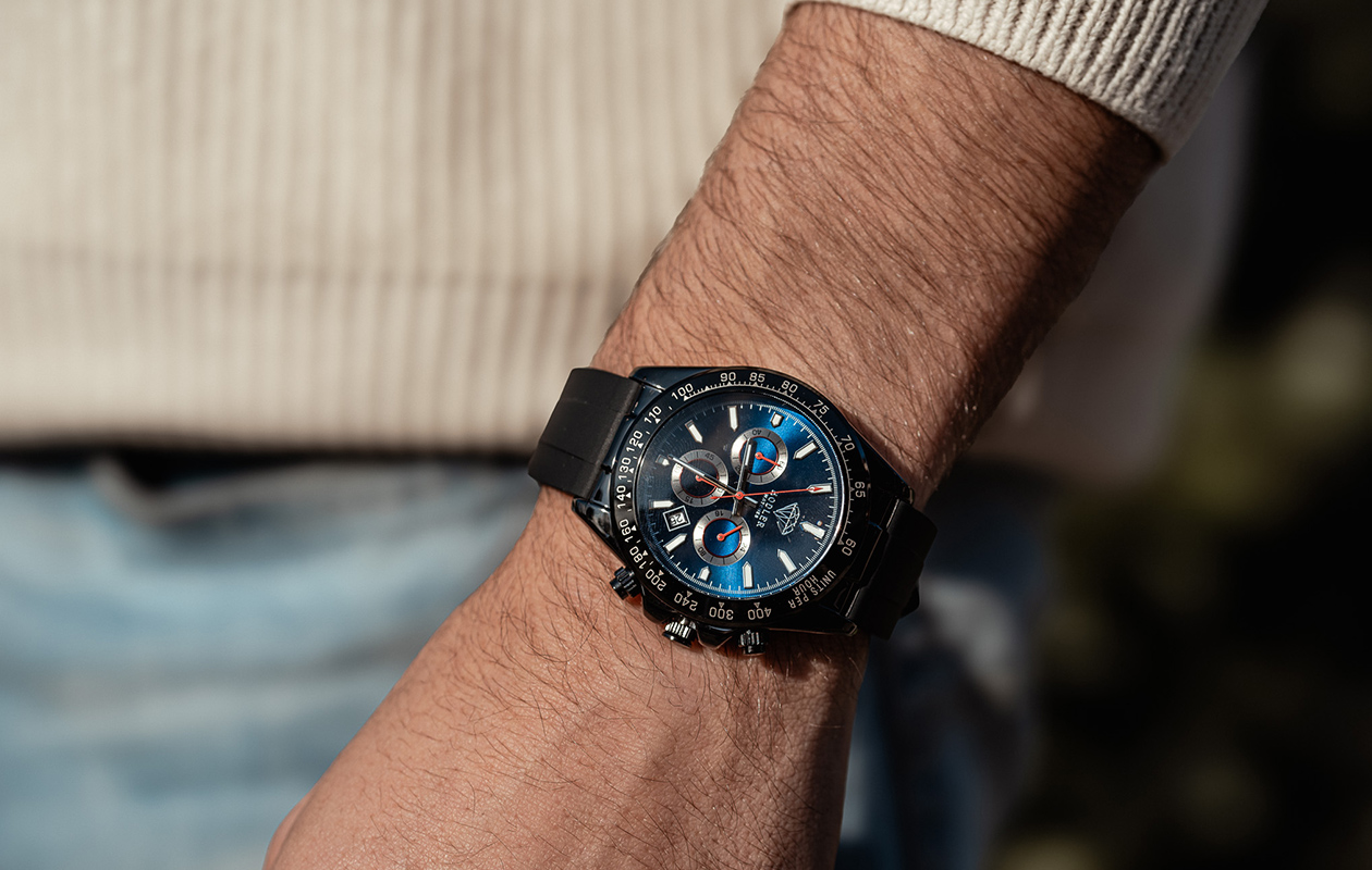 Hodler Herenhorloge Vernier - Zwart Blauw