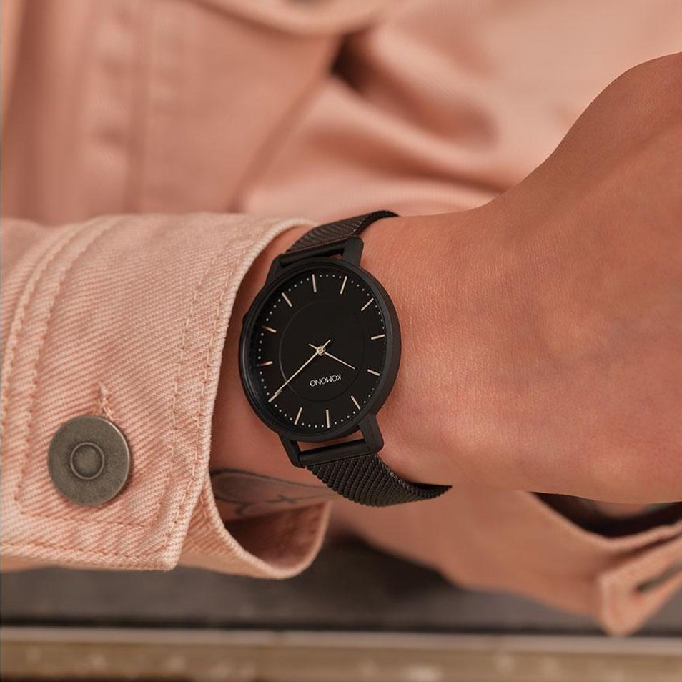 Komono Harlow Mesh dames horloge zwart 36mm