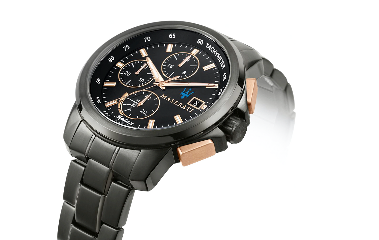 Herenhorloge Maserati Successo Solar - Zwart/Rosé