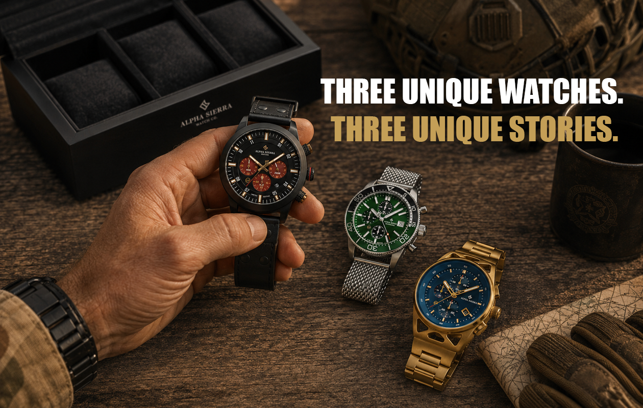 The Three limited collection box Alpha Sierra horloges