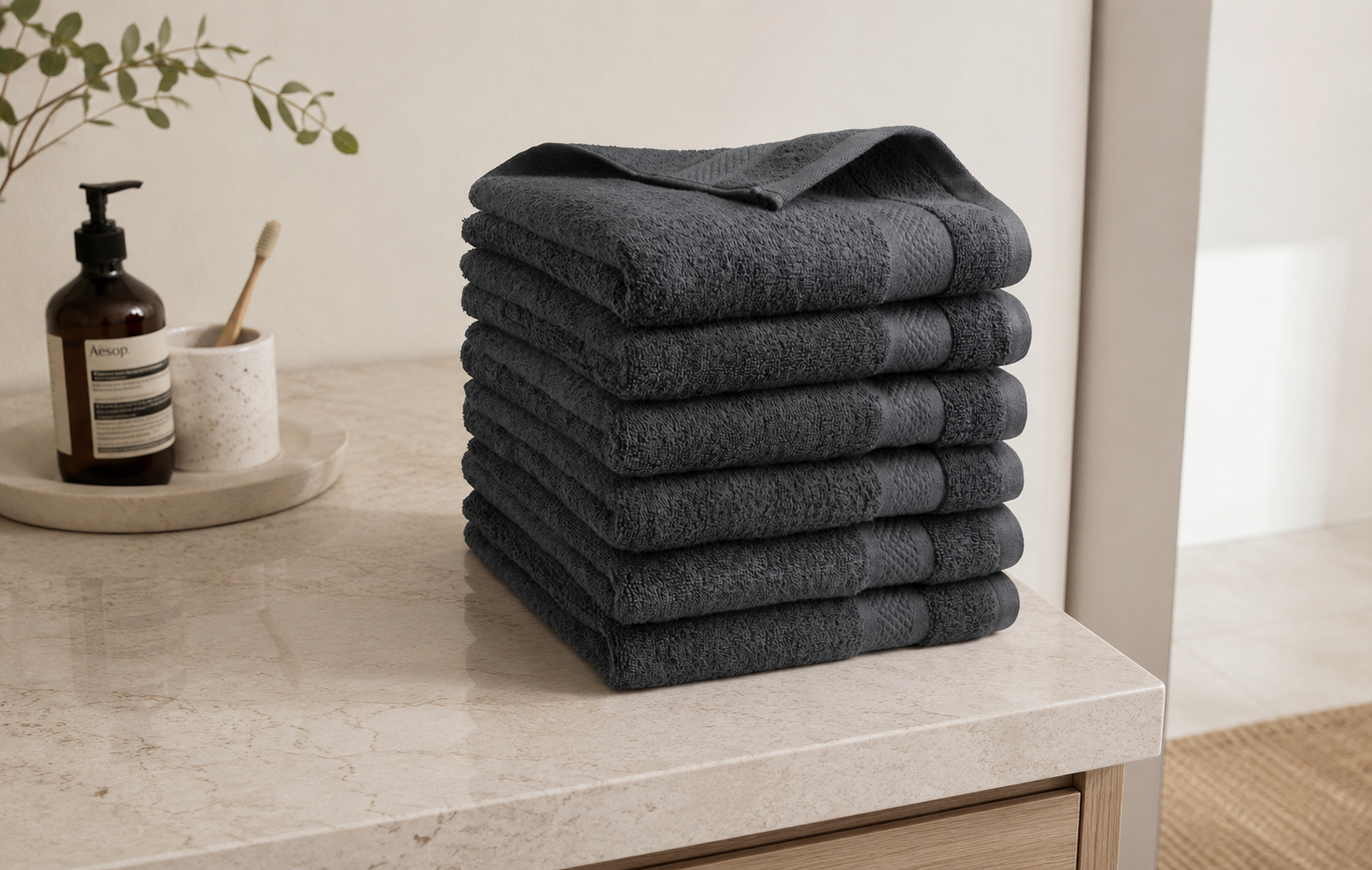 6-pack Handdoek hotel collectie - 50x100 - Antraciet
