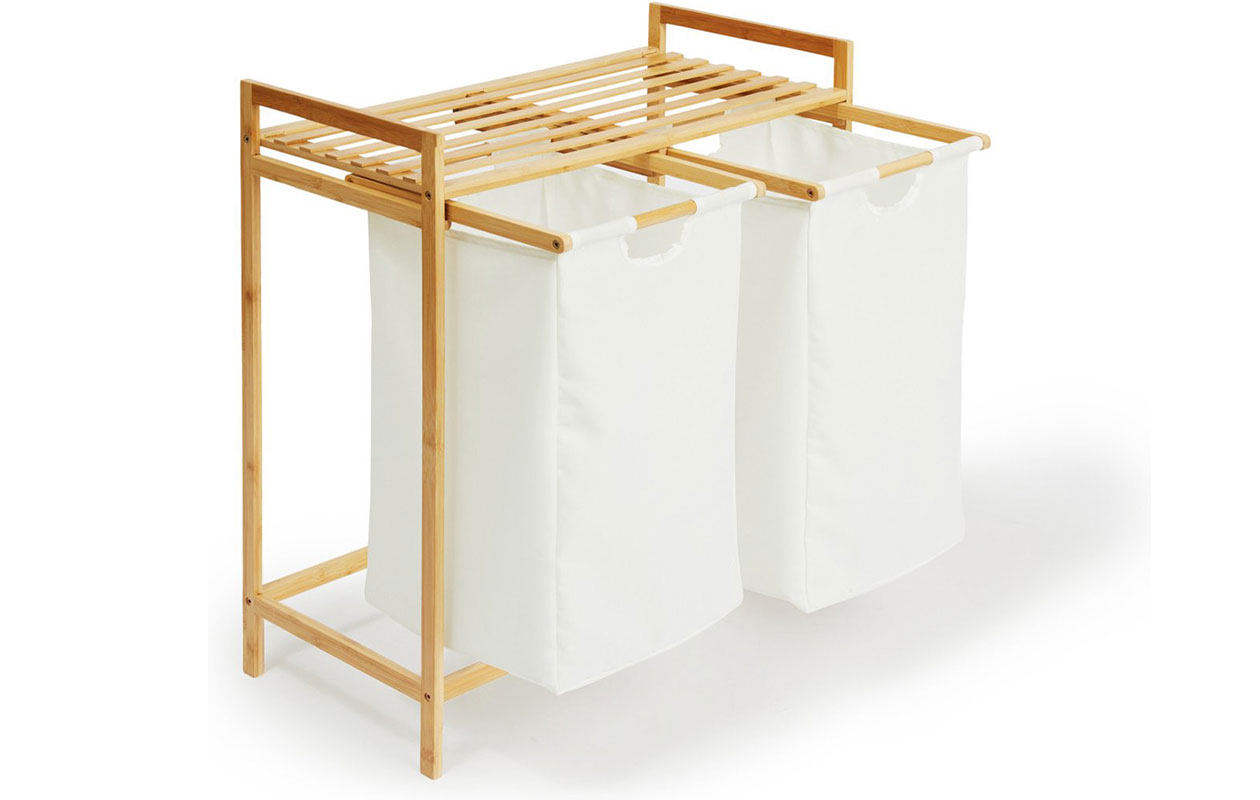 Bamboe rek met 2 wasmand