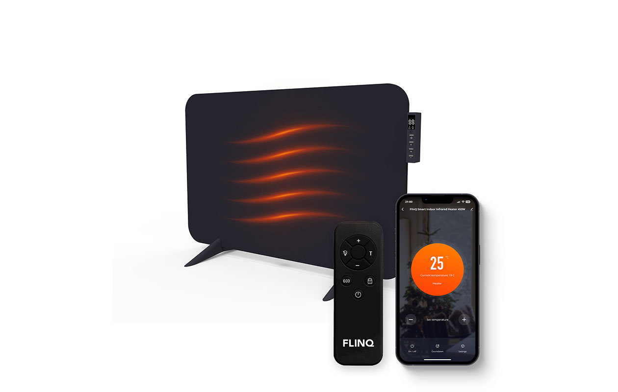 FlinQ slimme infrarood paneelverwarming - zwart
