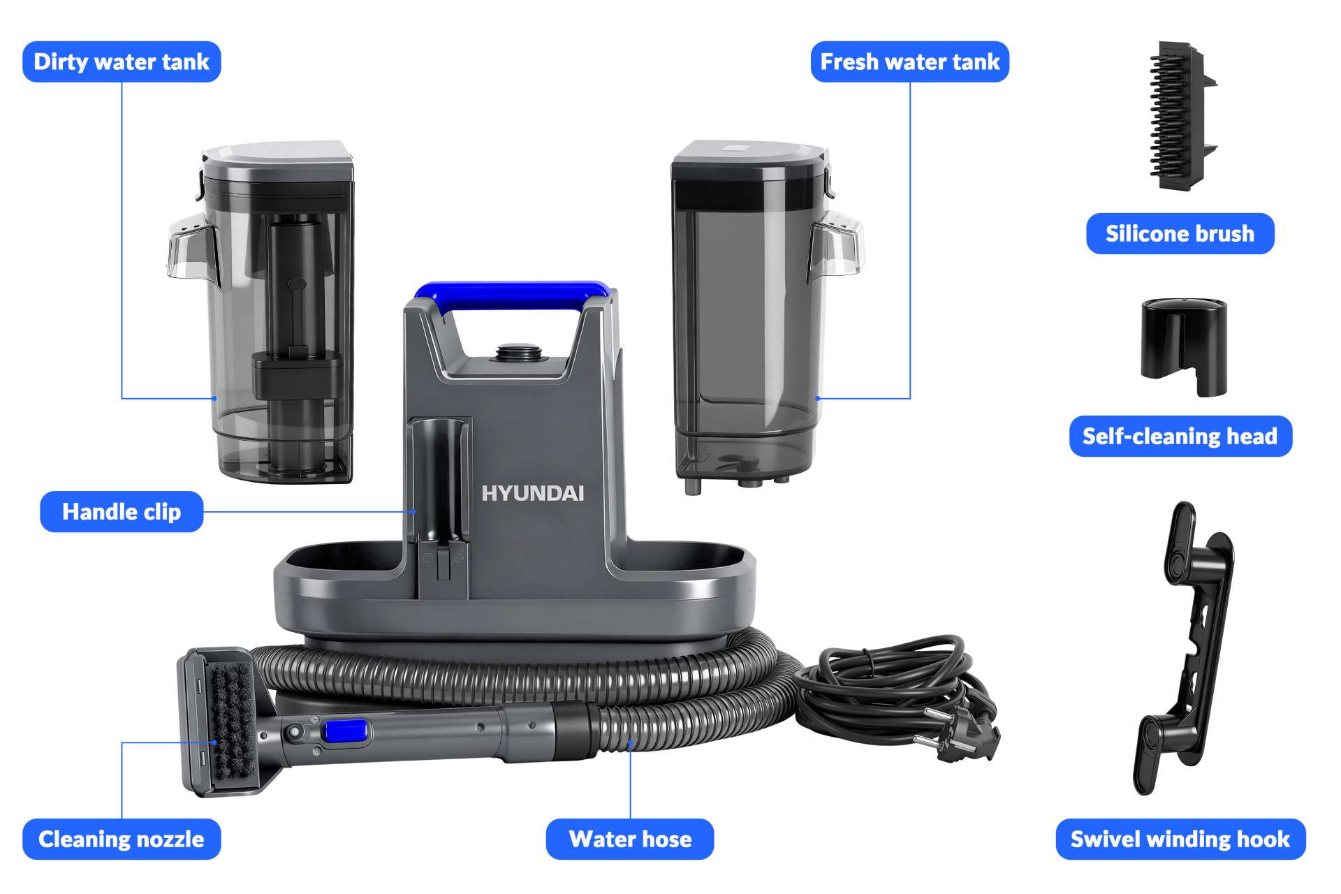 Hyundai Electronics - 1400W - Nettoyeur de taches électrique