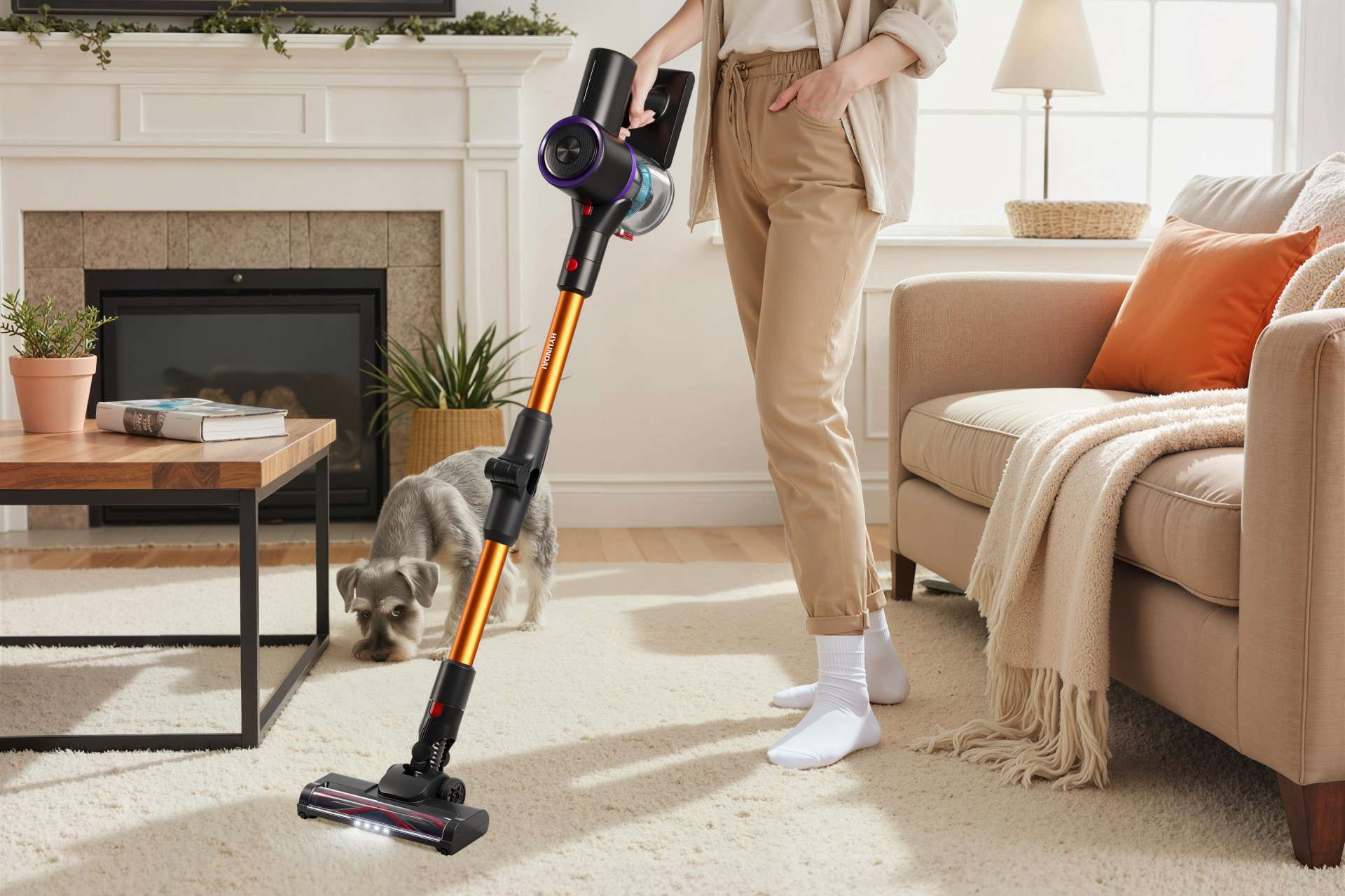 Hyundai Electronics - Draadloze Steelstofzuiger - 140W Flexi Pro - Sunrise - Met Knikstang