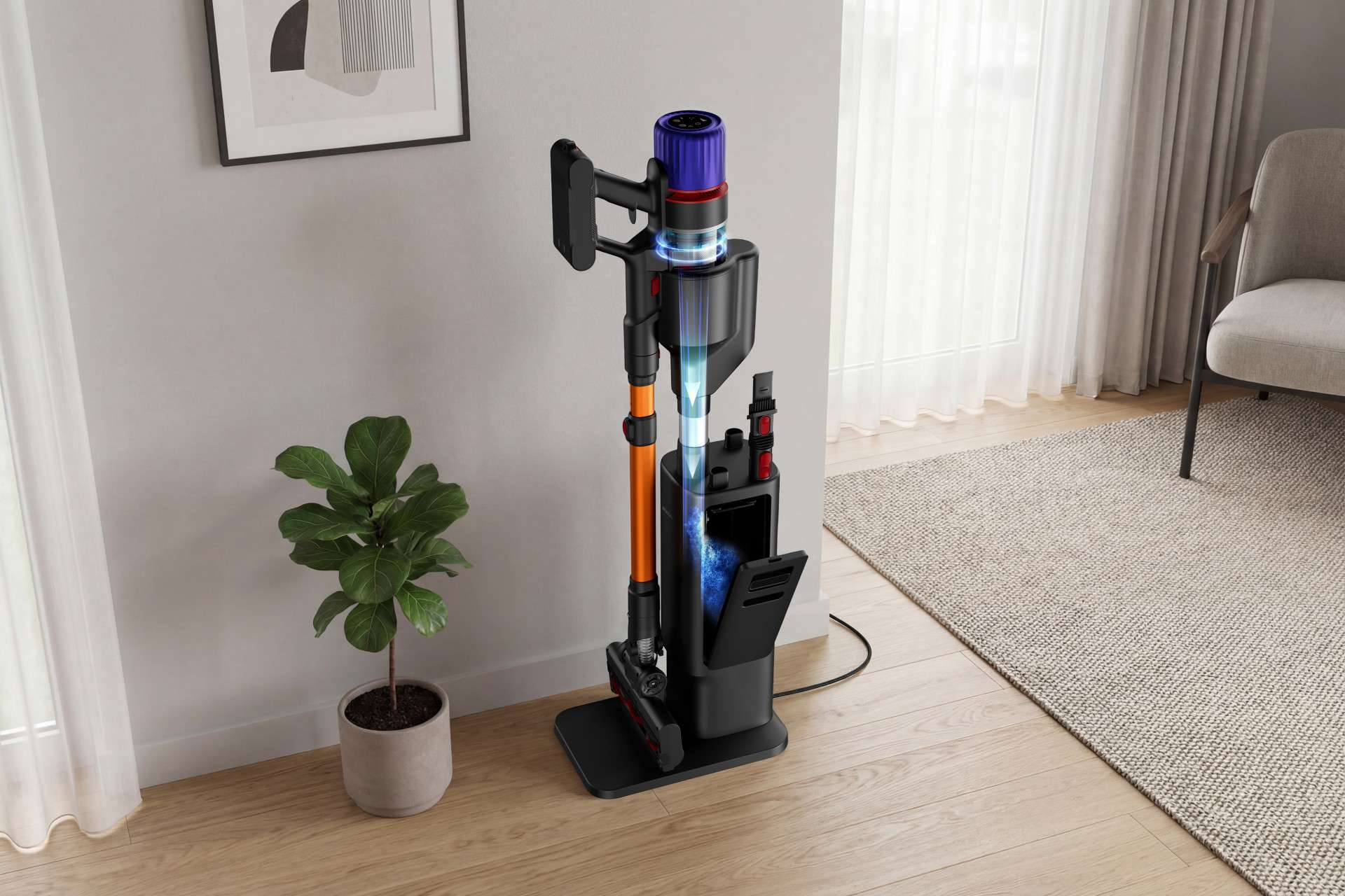 Hyundai Steelstofzuiger met Oplaad- & Leegstation – Vortex Pro