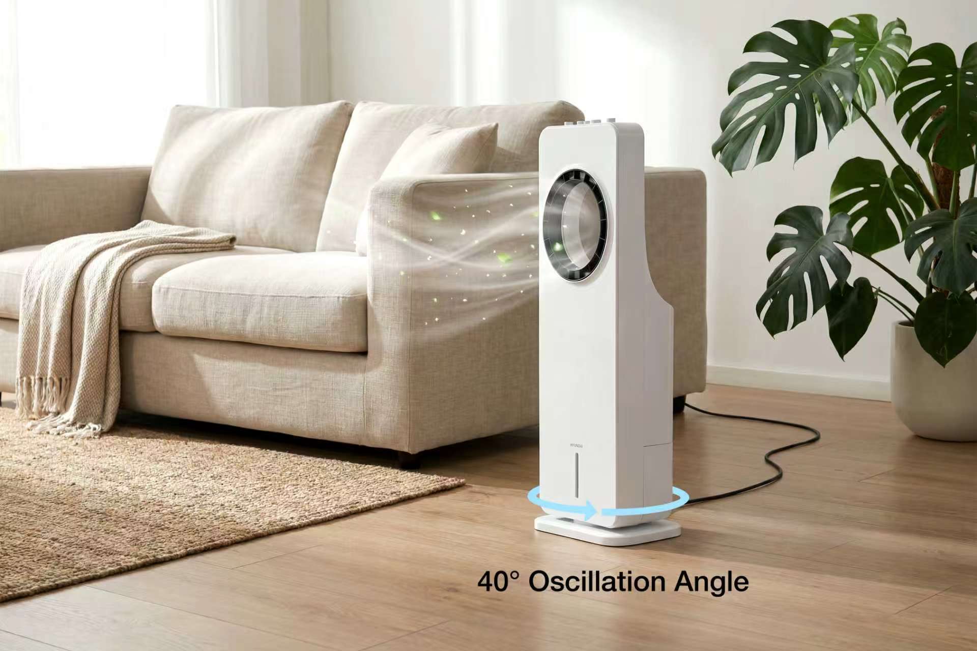 Hyundai Electronics - Ventilateur sans pales Premium 65W - avec 3 vitesses et refroidissement par eau - 4L - Blanc