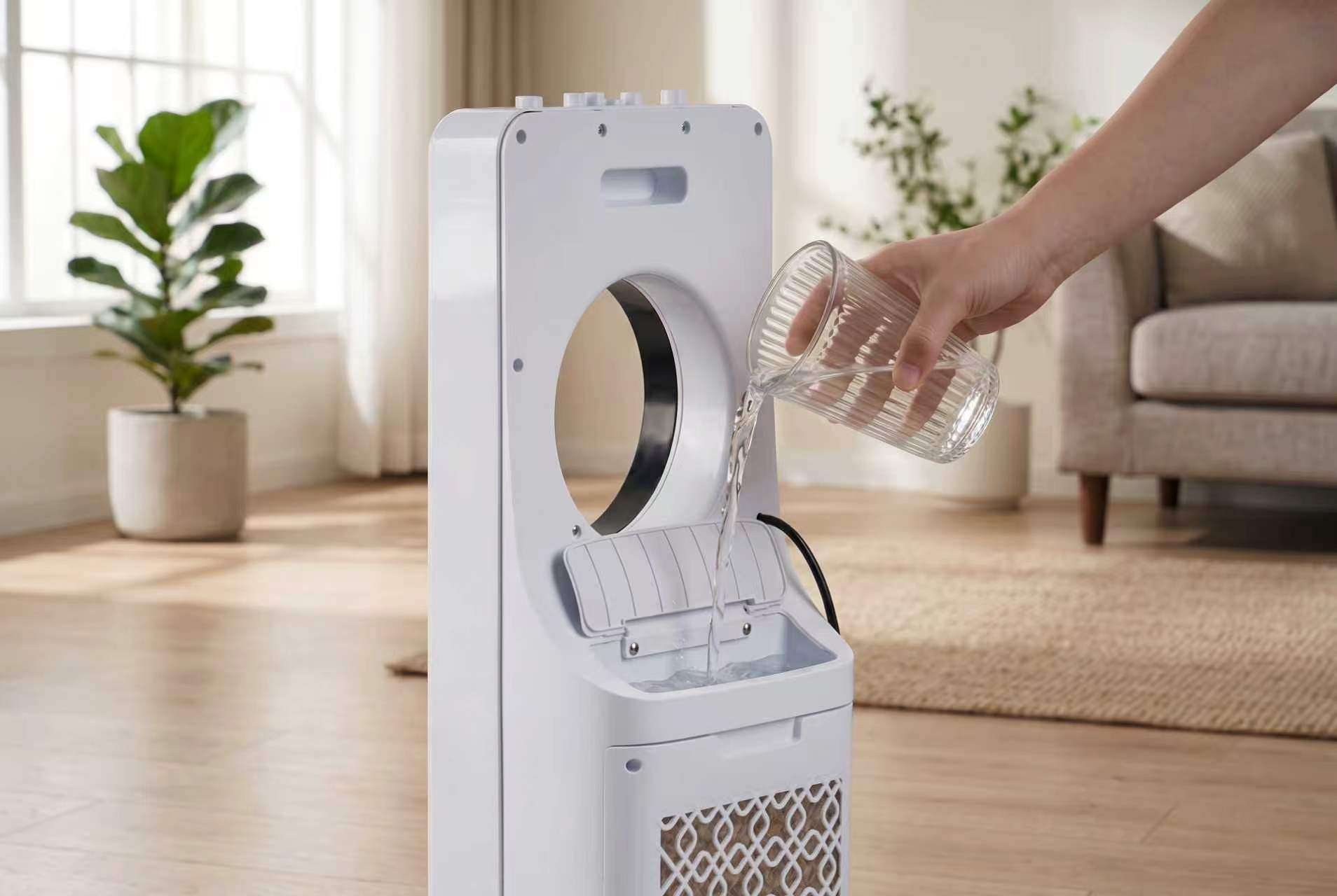 Hyundai Electronics - Ventilateur sans pales Premium 65W - avec 3 vitesses et refroidissement par eau - 4L - Blanc