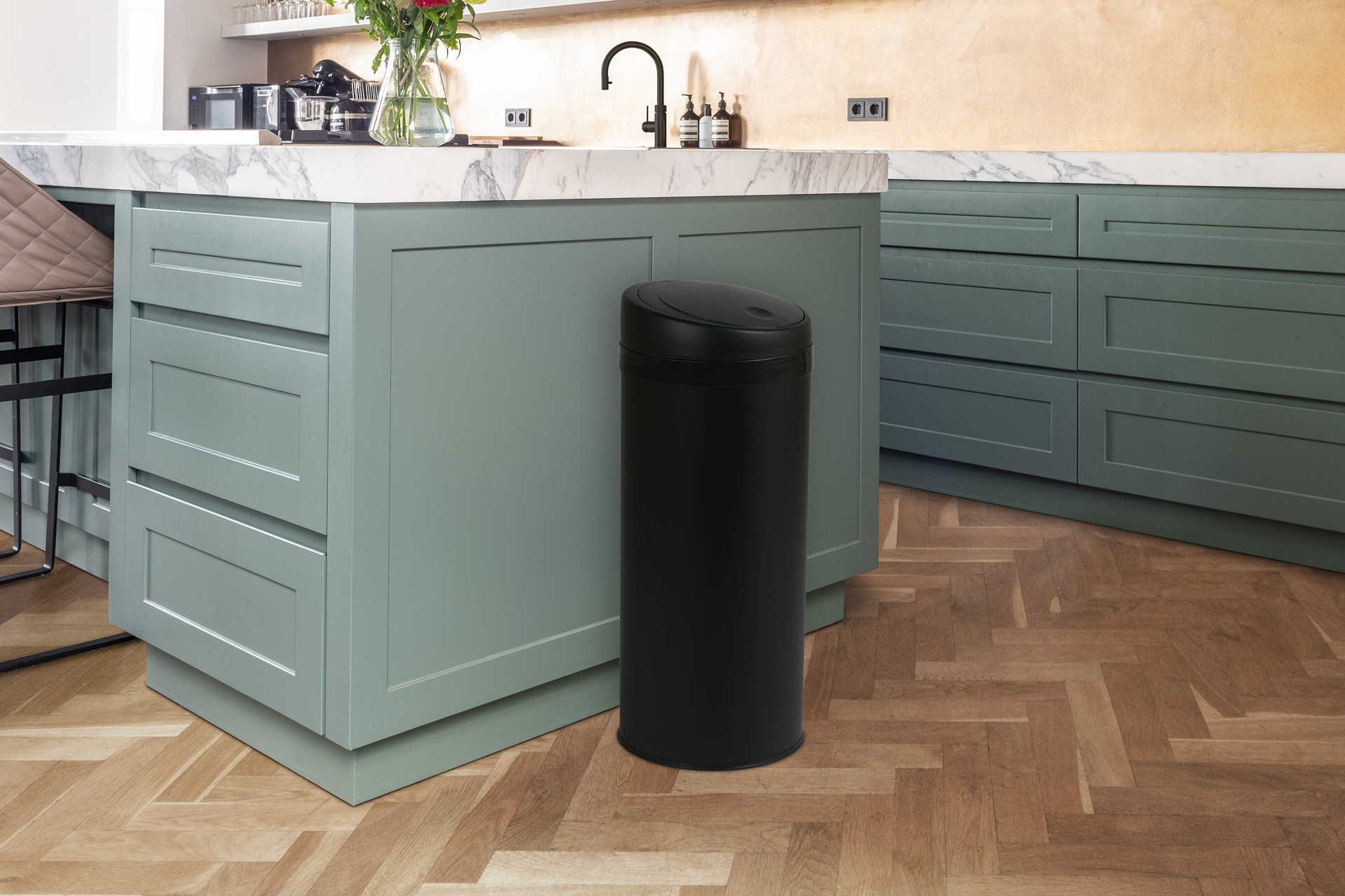 Poubelle ronde 50 L - Noir mat