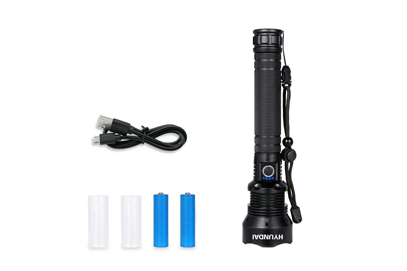 Hyundai Lighting - Lampe de poche en aluminium rechargeable via USB