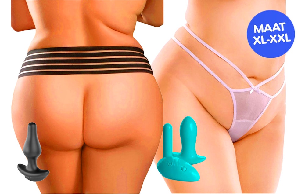 2 sexy slips XL-XXL met 2 erotische speeltjes + afstandsbediening