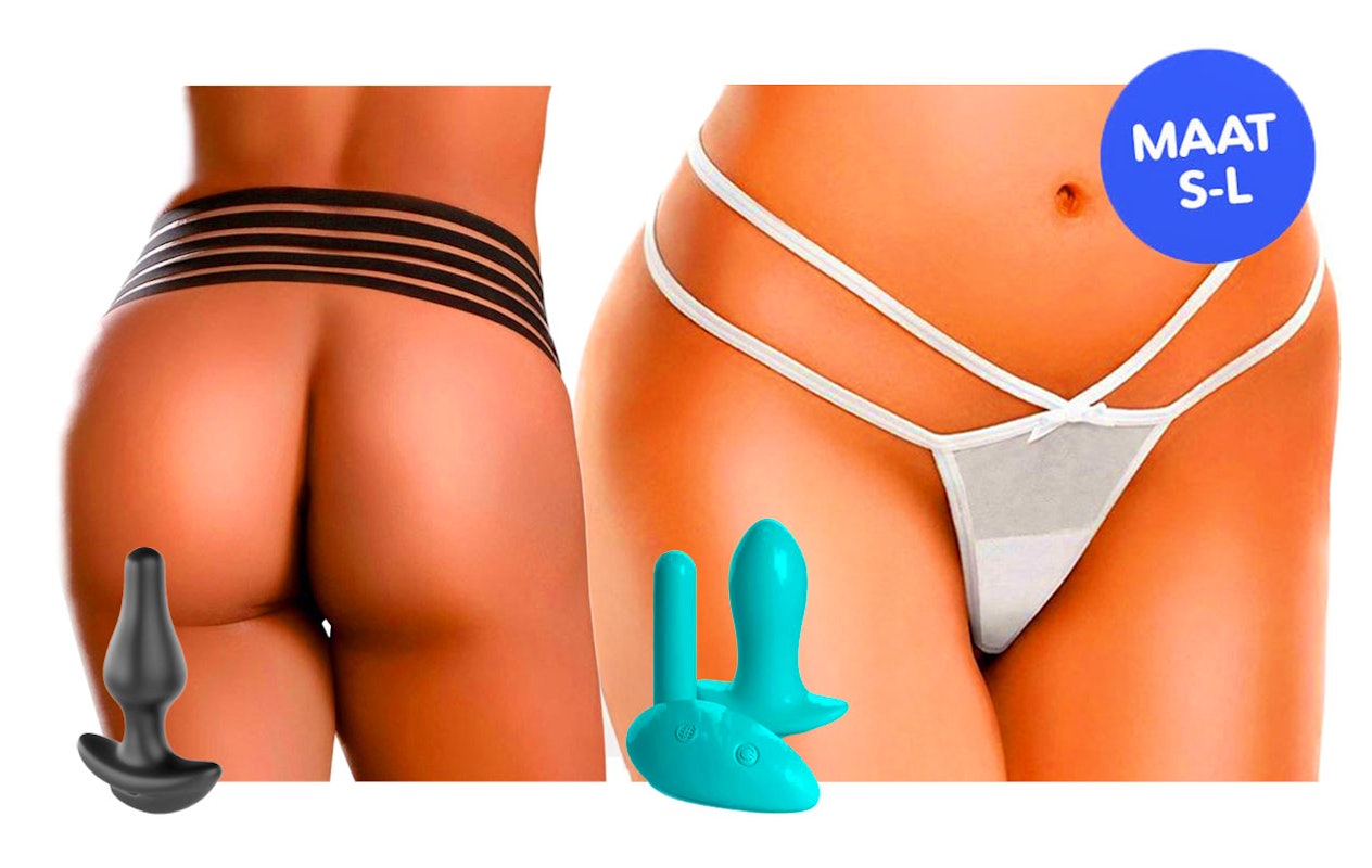 2 sexy slips S-L met 2 erotische speeltjes + afstandsbediening