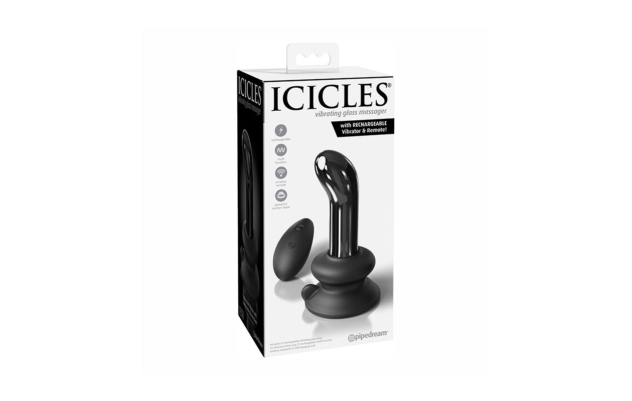 Icicles glazen prostaatplug met zuignap nr. 84