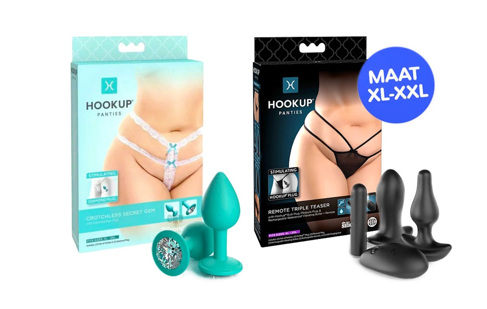  2 sexy slips XL-XXL met 2 buttplugs + erotisch speeltje + afstandsbediening