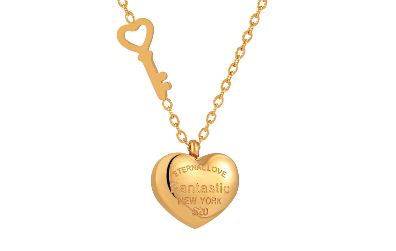 Stralende goudkleurige ketting met hartjeshanger