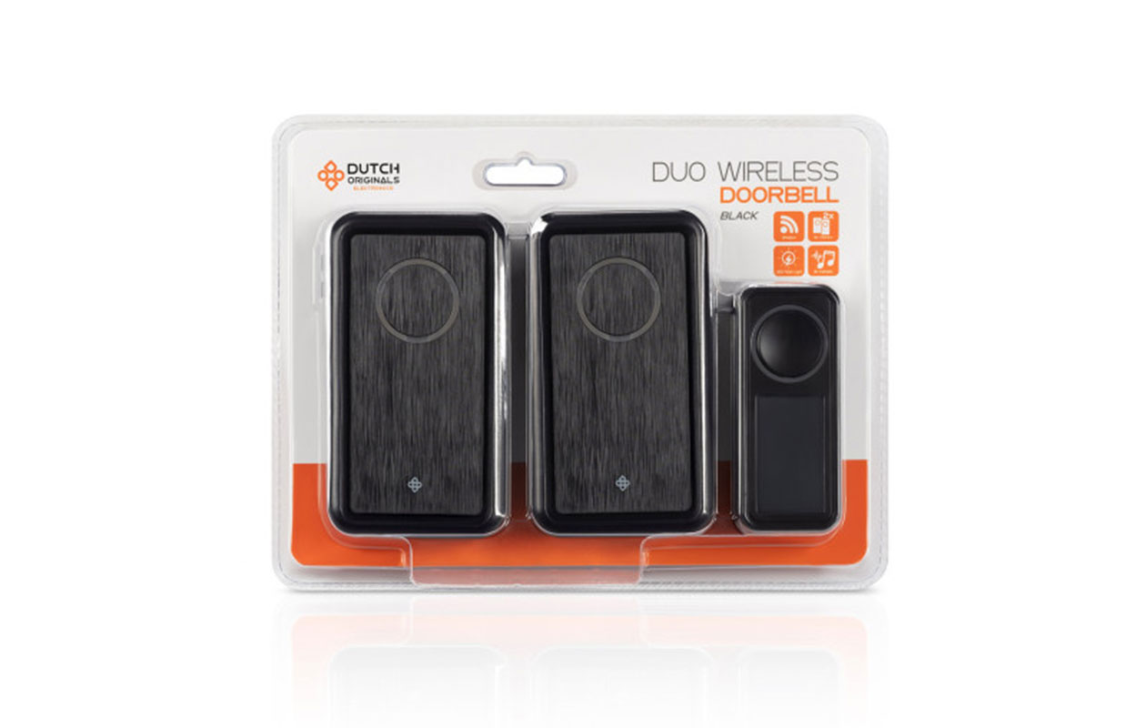 Sonnette sans fil avec 2 récepteurs – Noir
