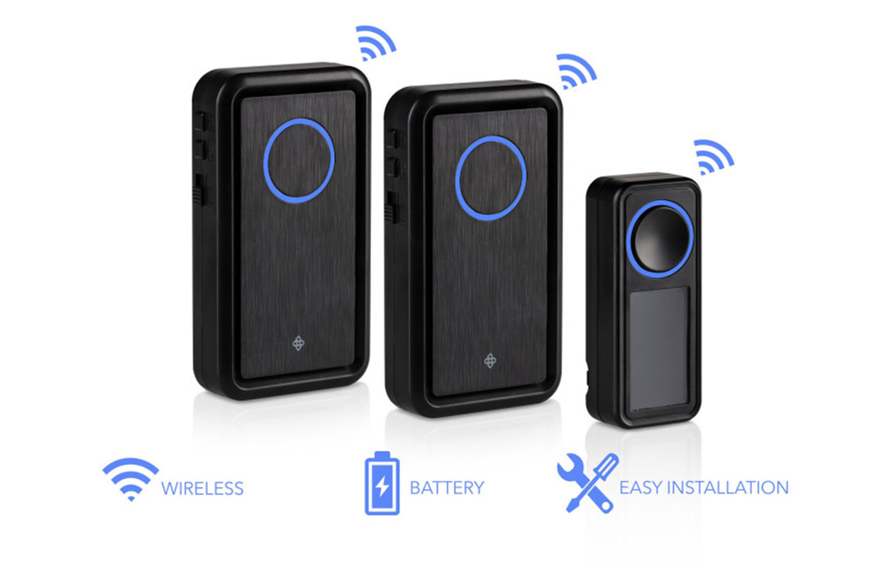 Sonnette sans fil avec 2 récepteurs – Noir