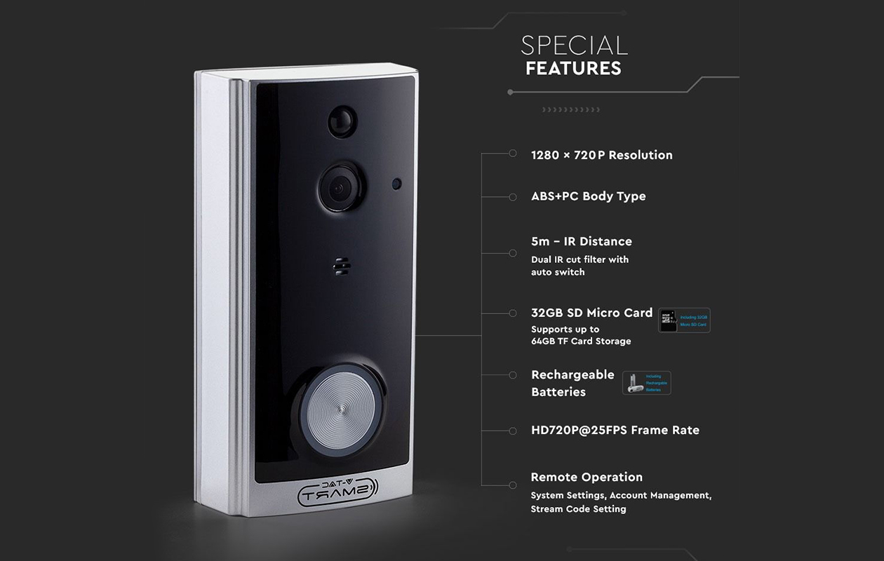 V-TAC Slimme videodeurbel