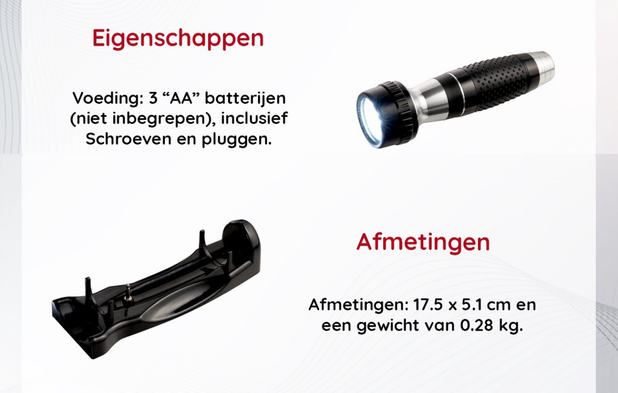 Zaklamp in Wandhouder 13 led