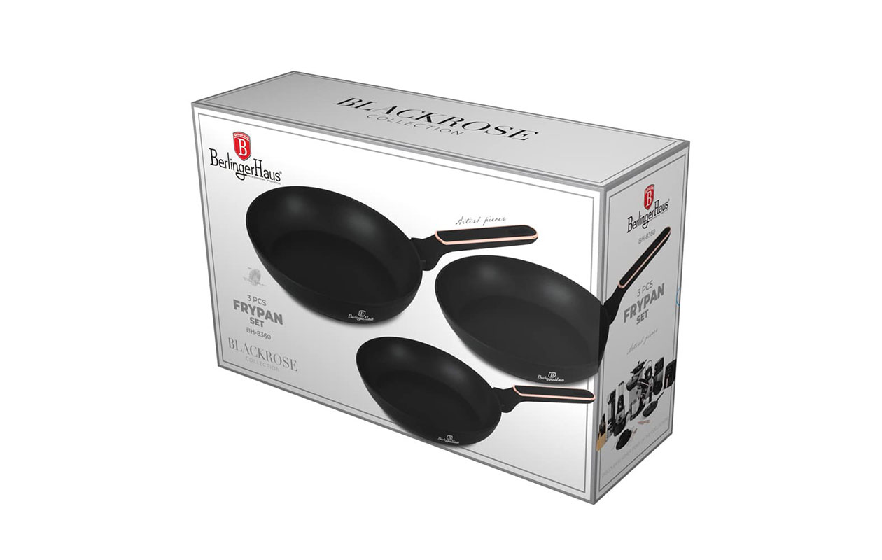 Berlinger Haus 3-delige Koekenpannenset – Black Rose BH/8360