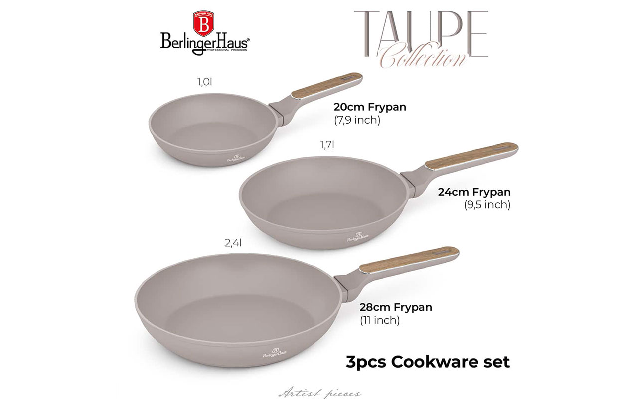 Ensemble de 3 poêles Berlinger Haus - Taupe