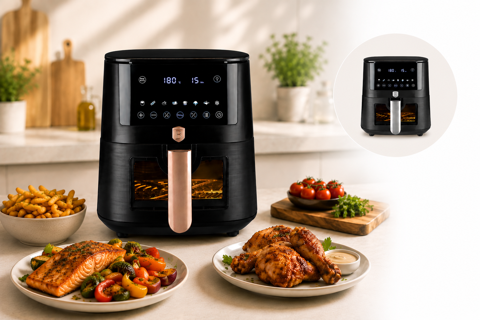 Berlinger Haus Airfryer 5 L | Antraciet of Rosé Goud