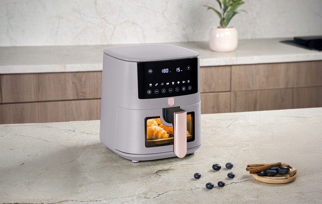 Berlinger Haus Airfryer 5L met Kijkvenster – Mat Taupe (BH/9491)