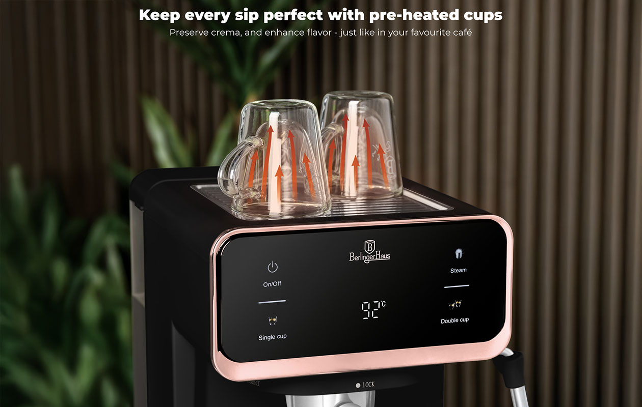 Berlinger Haus Digitale Espressomachine 3-in-1 – Zwart/Rose