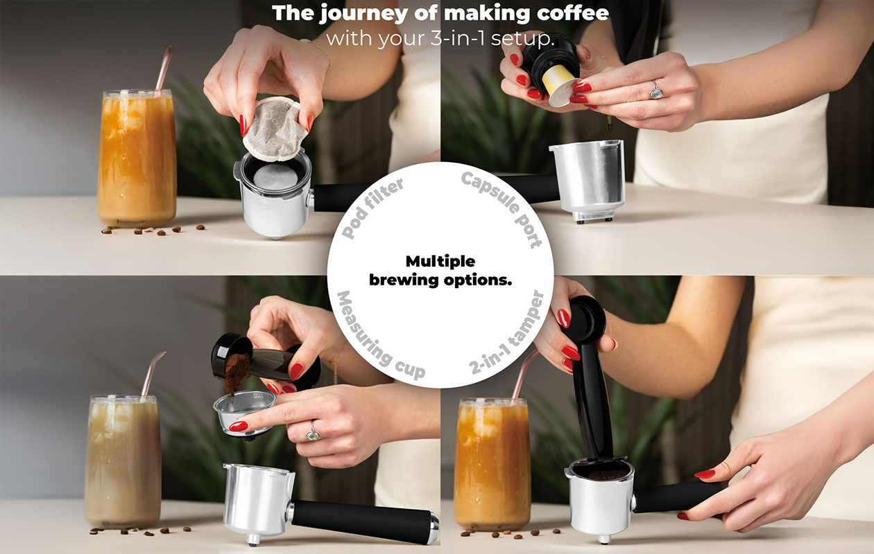 Berlinger Haus Digitale Espressomachine 3-in-1 – Zwart/Rose