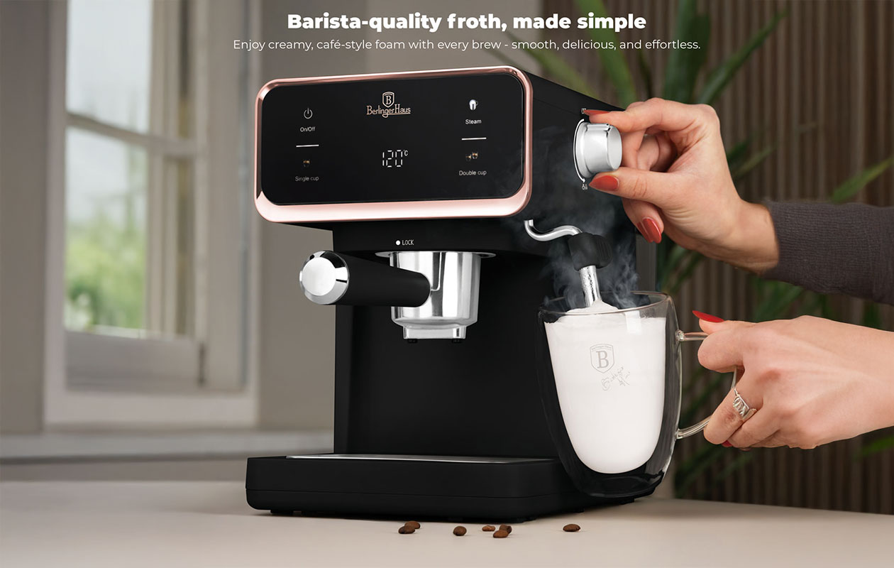 Berlinger Haus Digitale Espressomachine 3-in-1 – Zwart/Rose