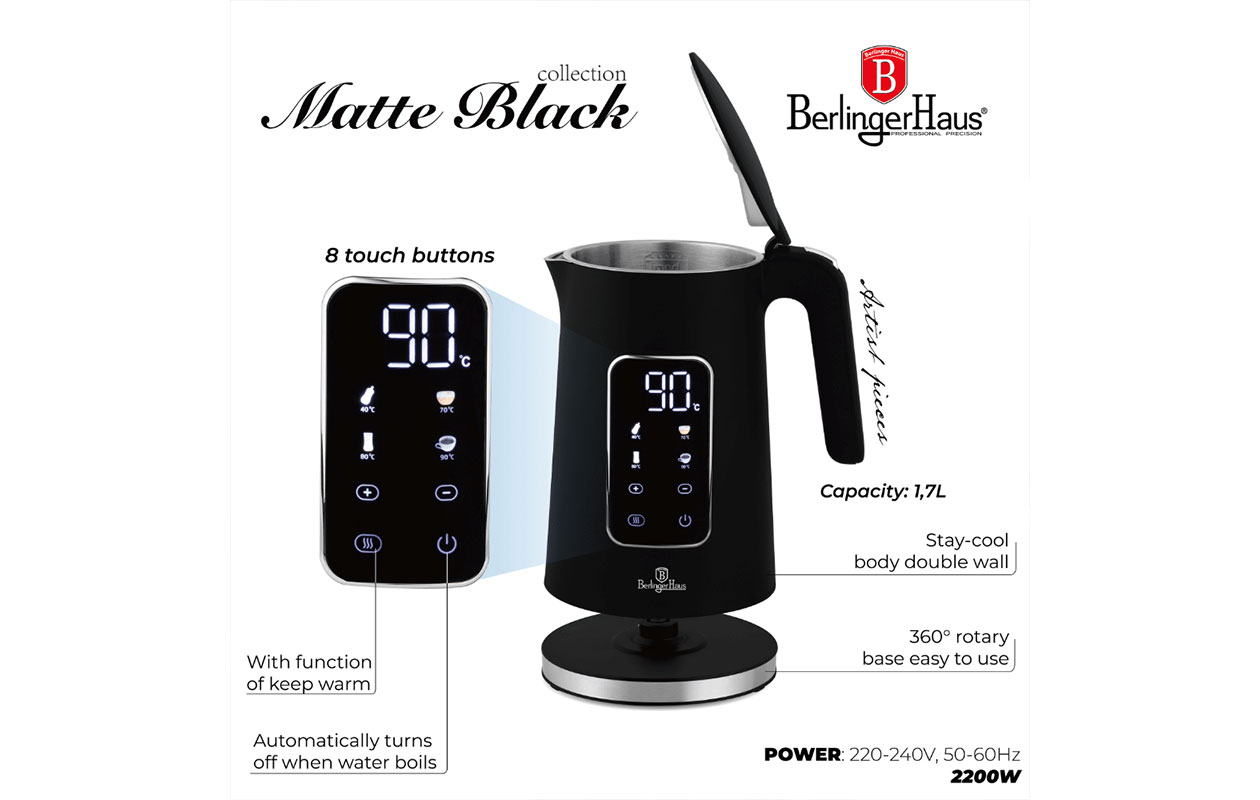 Berlinger Haus Digitale Waterkoker – Zwart/Zilver (BH/9675)