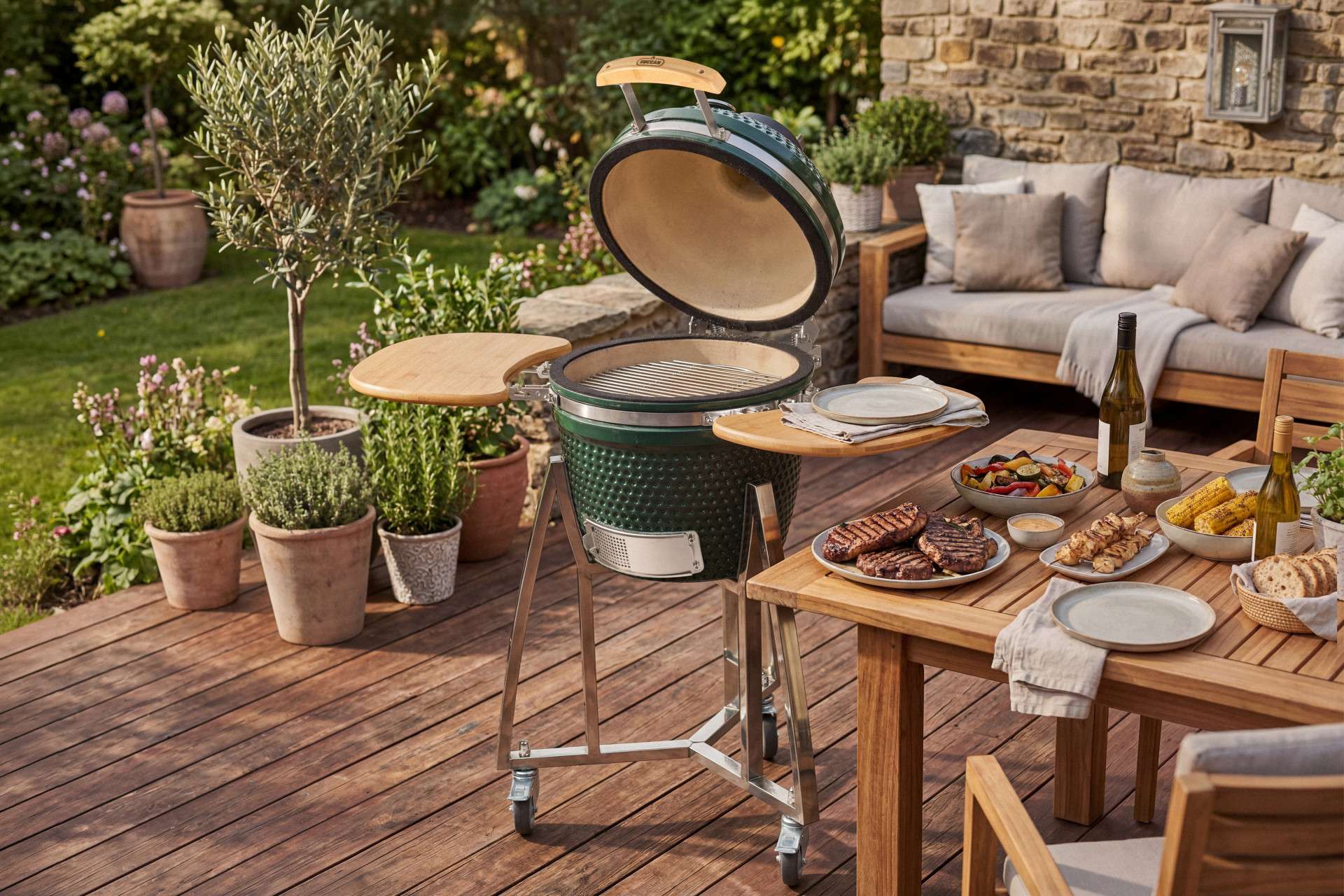 Buccan BBQ - Kamado barbecue - Sunbury Smokey Egg - Large 16" - Glanzend Groen