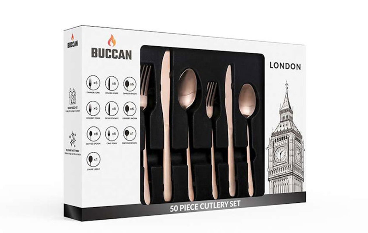 Buccan 50-delige bestekset rosé goud