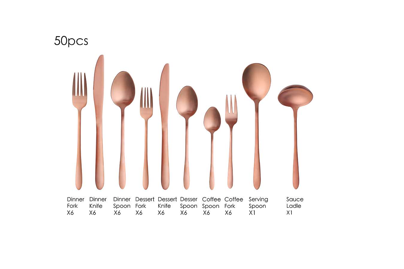 Buccan 50-delige bestekset rosé goud
