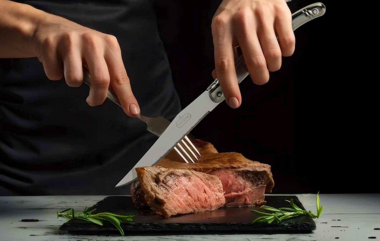 Buccan Cooking 6 delige zilveren steak messenset