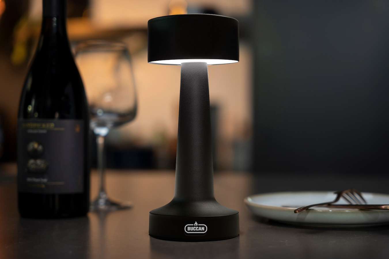 Buccan - Dumbbell tafellamp - Zwart - 3 lichtstanden en touchpanel