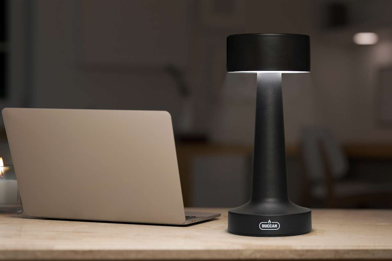 Buccan - Dumbbell tafellamp - Zwart - 3 lichtstanden en touchpanel