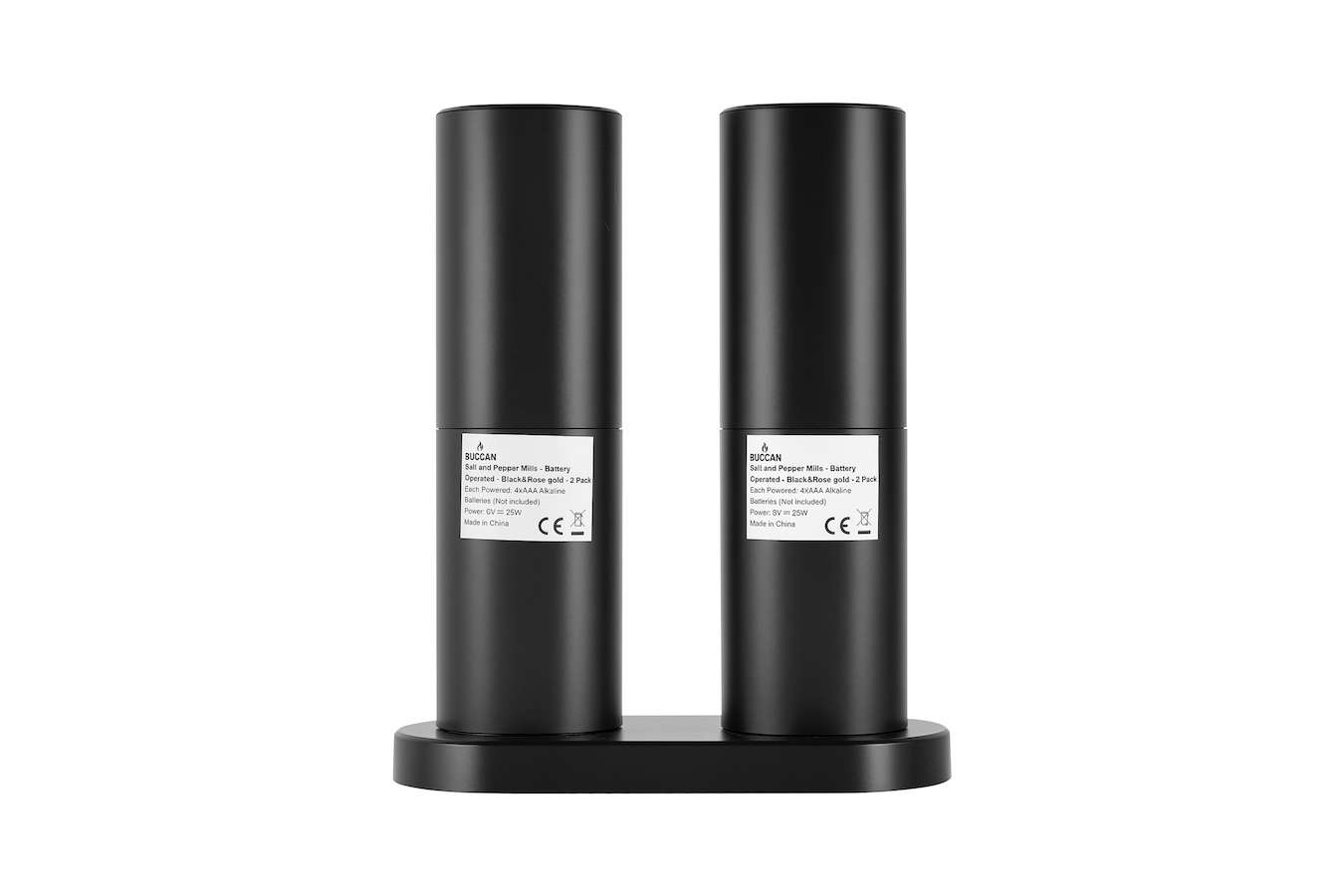 Buccan - Luxe Elektrische Peper en zoutmolen - Rosegoud - 2 stuks