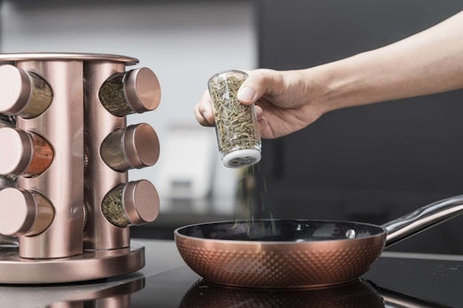 Roterend kruidenrek - 12 kruidenpotten (roségoud)