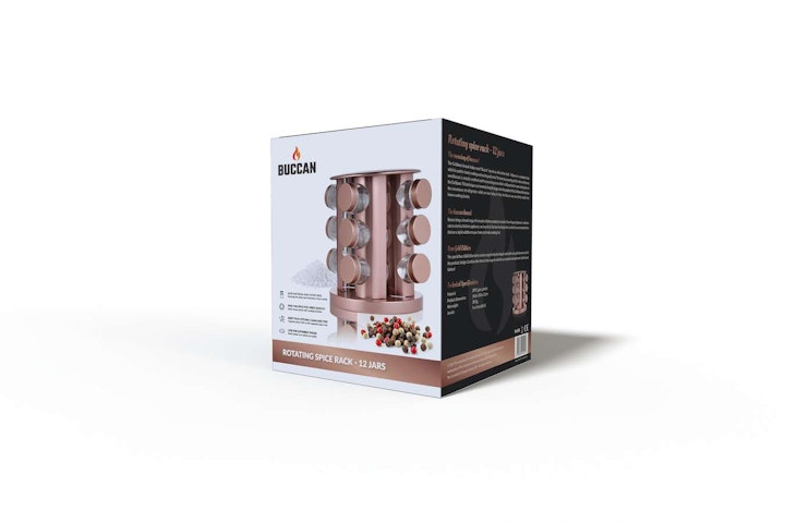 Roterend kruidenrek - 12 kruidenpotten (roségoud)