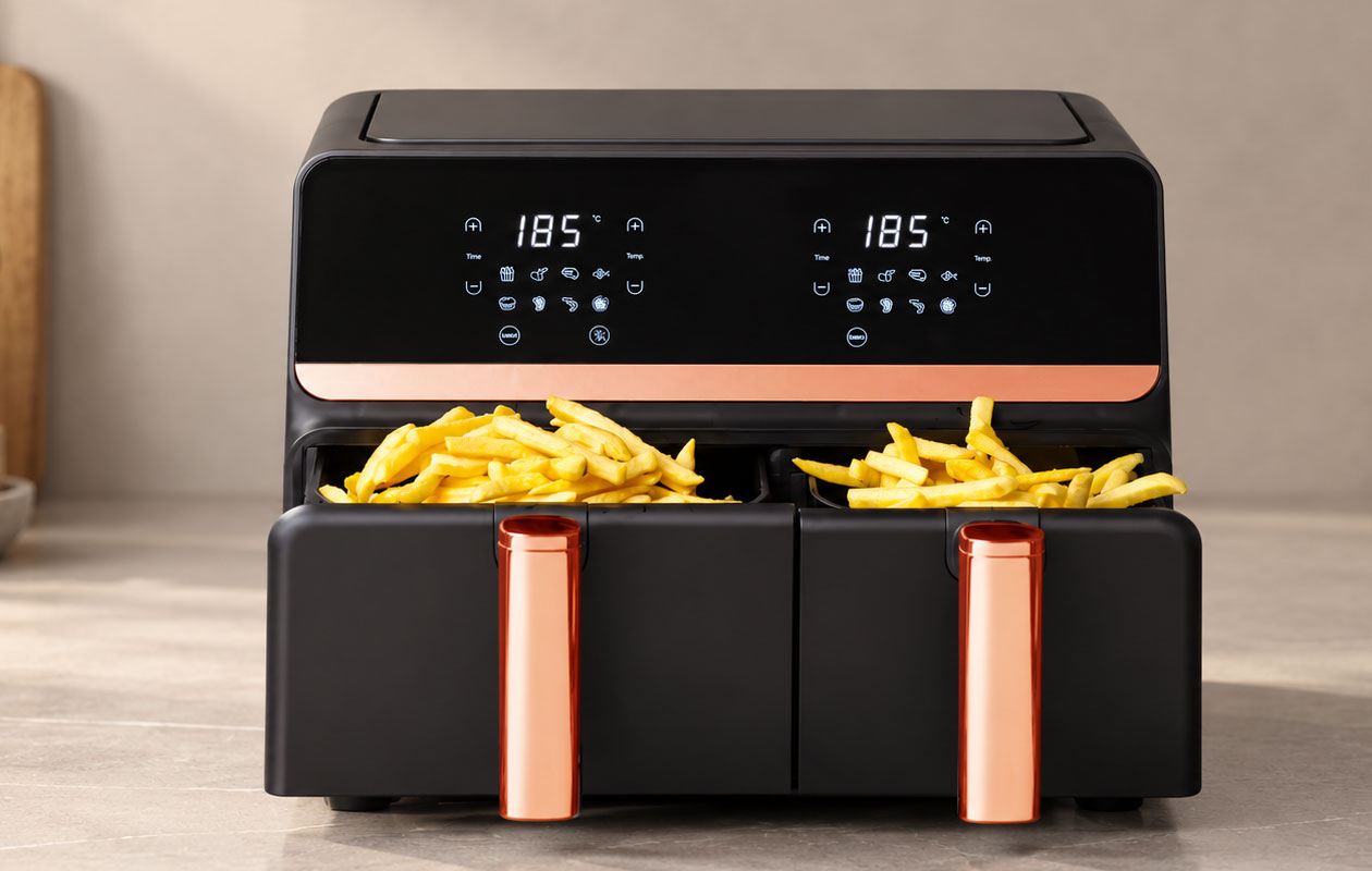 Dubbele airfryer van Nexxt met touchscreen (9 L)