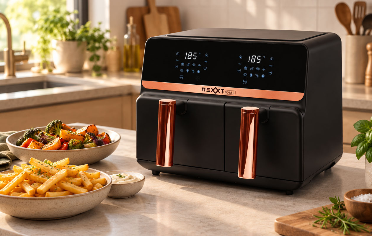 Dubbele airfryer van Nexxt met touchscreen (9 L)