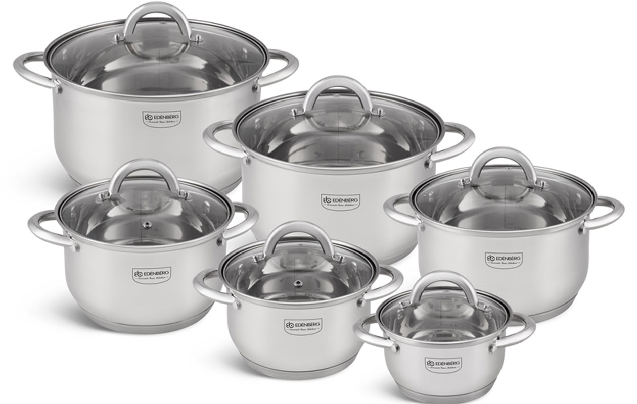 Edenberg 12-delige RVS pannenset