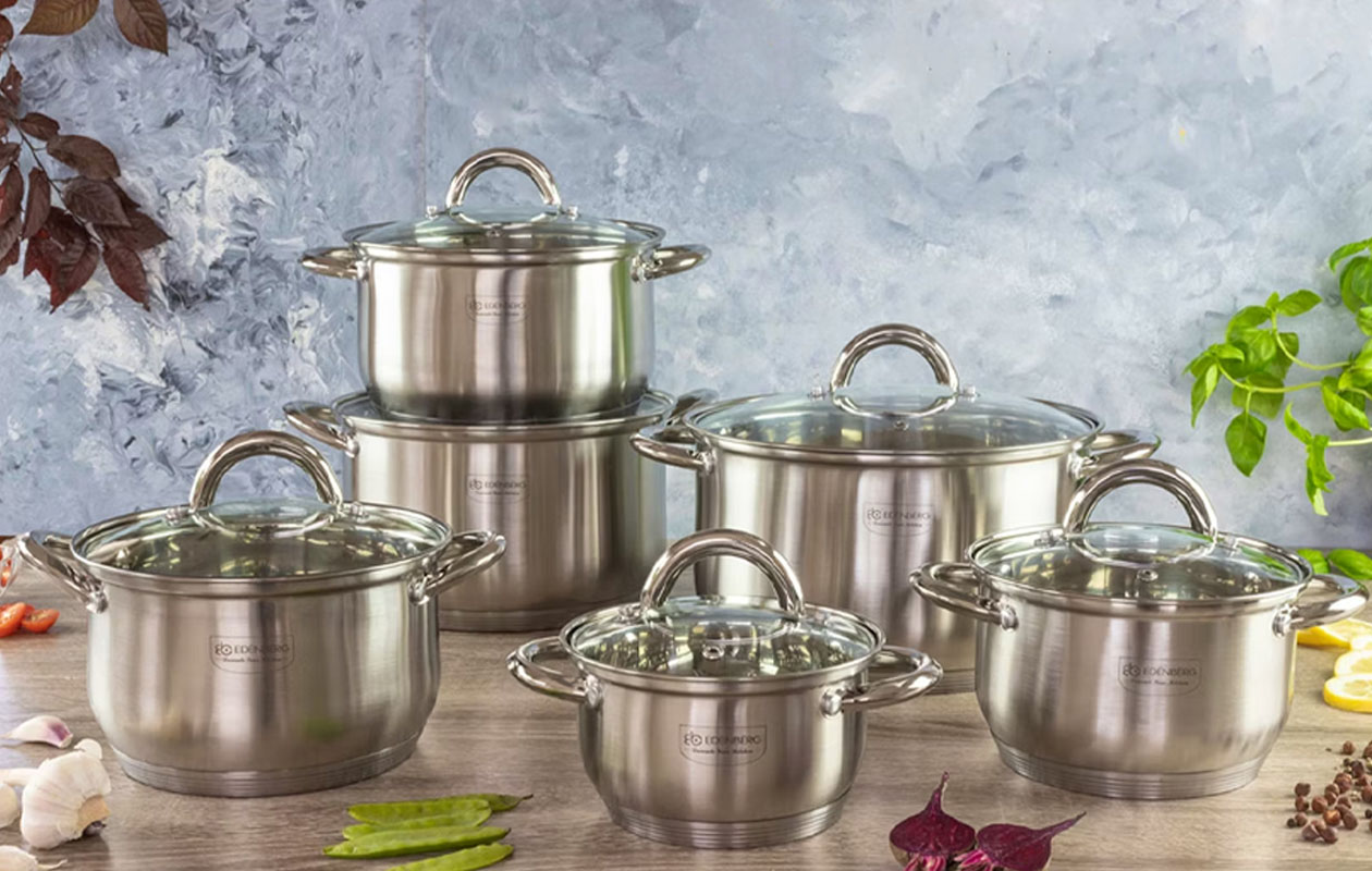 Edenberg 12-delige RVS pannenset